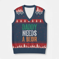 Funny Irish Beer Drinking V-Neck Knit Sweater Vest Daddy Needs A Beoir Fathers Day