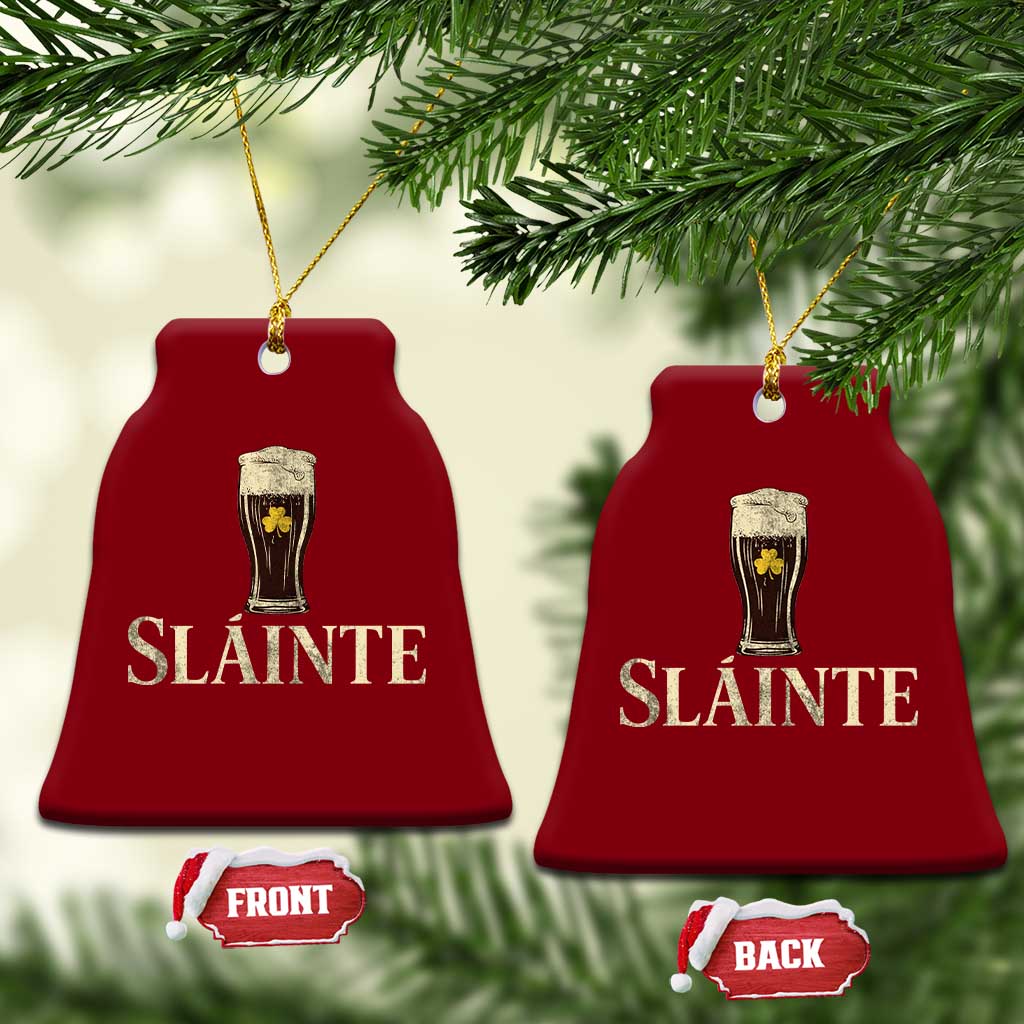 Funny Slainte Stout Beer Irish Drinking St Patricks Day Ceramic Ornament