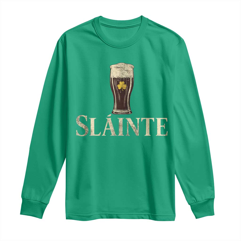 Funny Slainte Stout Beer Irish Drinking St Patricks Day Long Sleeve Shirt