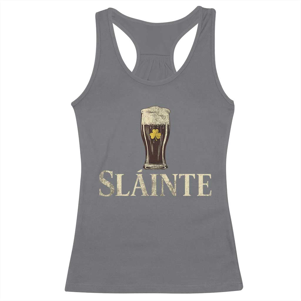Funny Slainte Stout Beer Irish Drinking St Patricks Day Racerback Tank Top