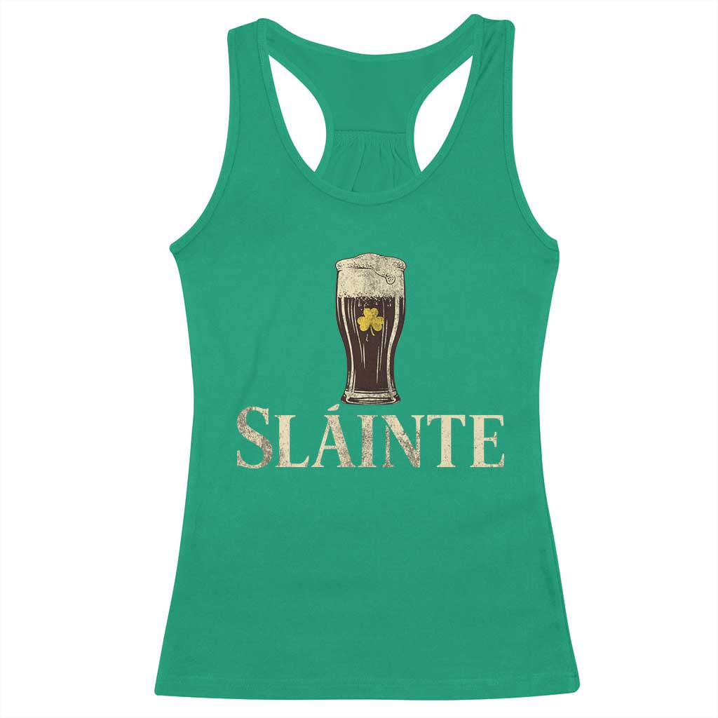 Funny Slainte Stout Beer Irish Drinking St Patricks Day Racerback Tank Top