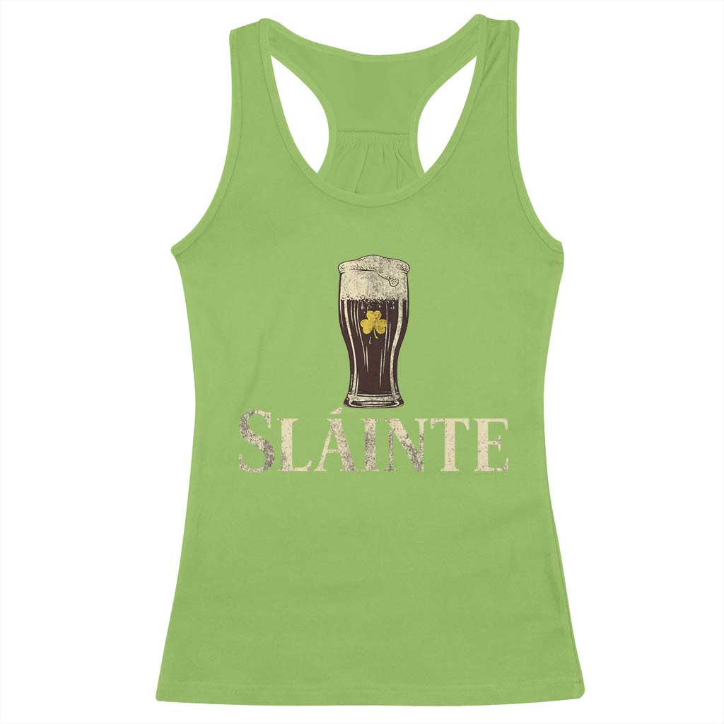 Funny Slainte Stout Beer Irish Drinking St Patricks Day Racerback Tank Top