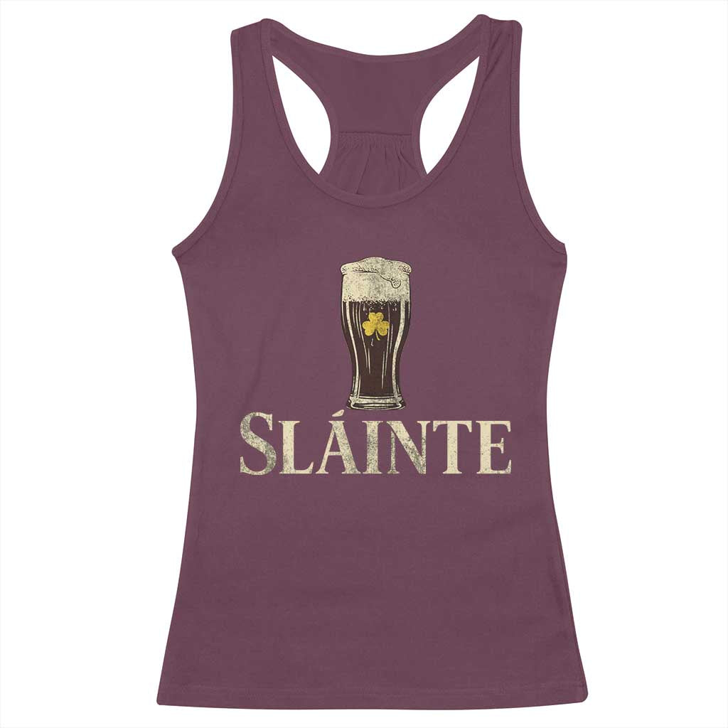 Funny Slainte Stout Beer Irish Drinking St Patricks Day Racerback Tank Top