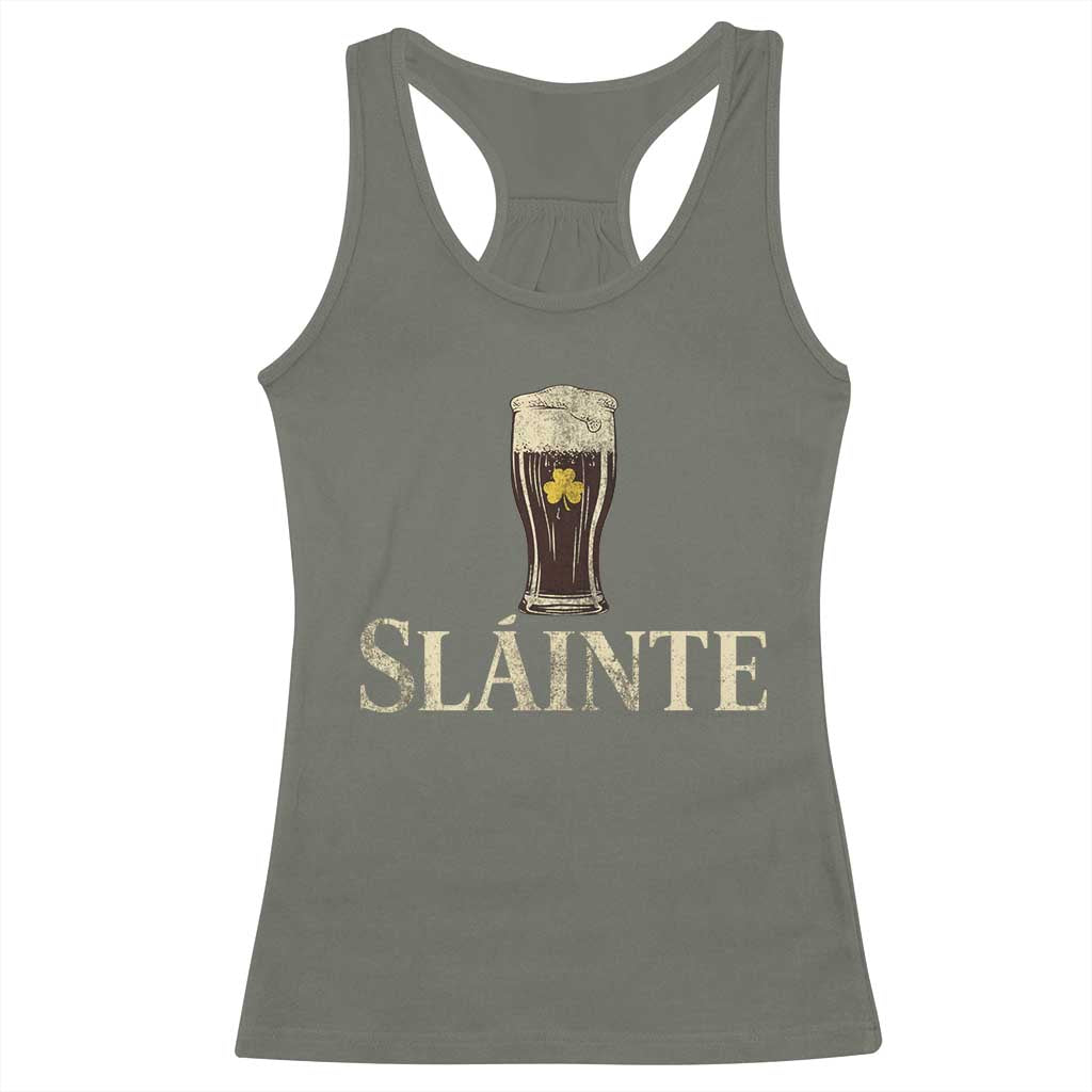 Funny Slainte Stout Beer Irish Drinking St Patricks Day Racerback Tank Top