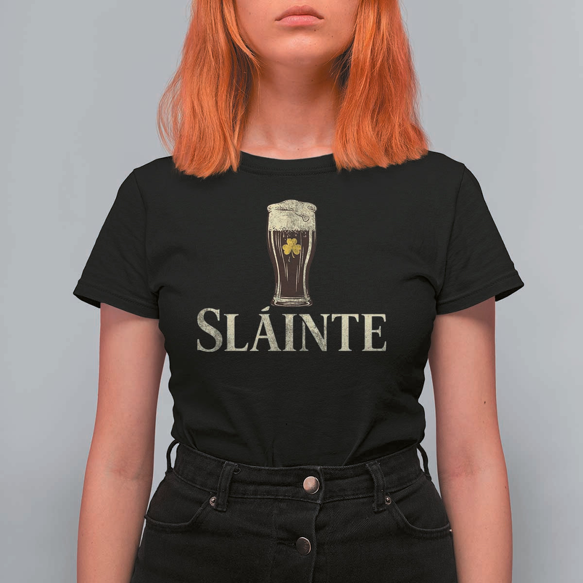 Funny Slainte Stout Beer Irish Drinking St Patricks Day T Shirt For Women
