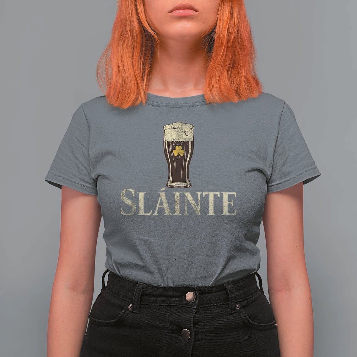 Funny Slainte Stout Beer Irish Drinking St Patricks Day T Shirt For Women