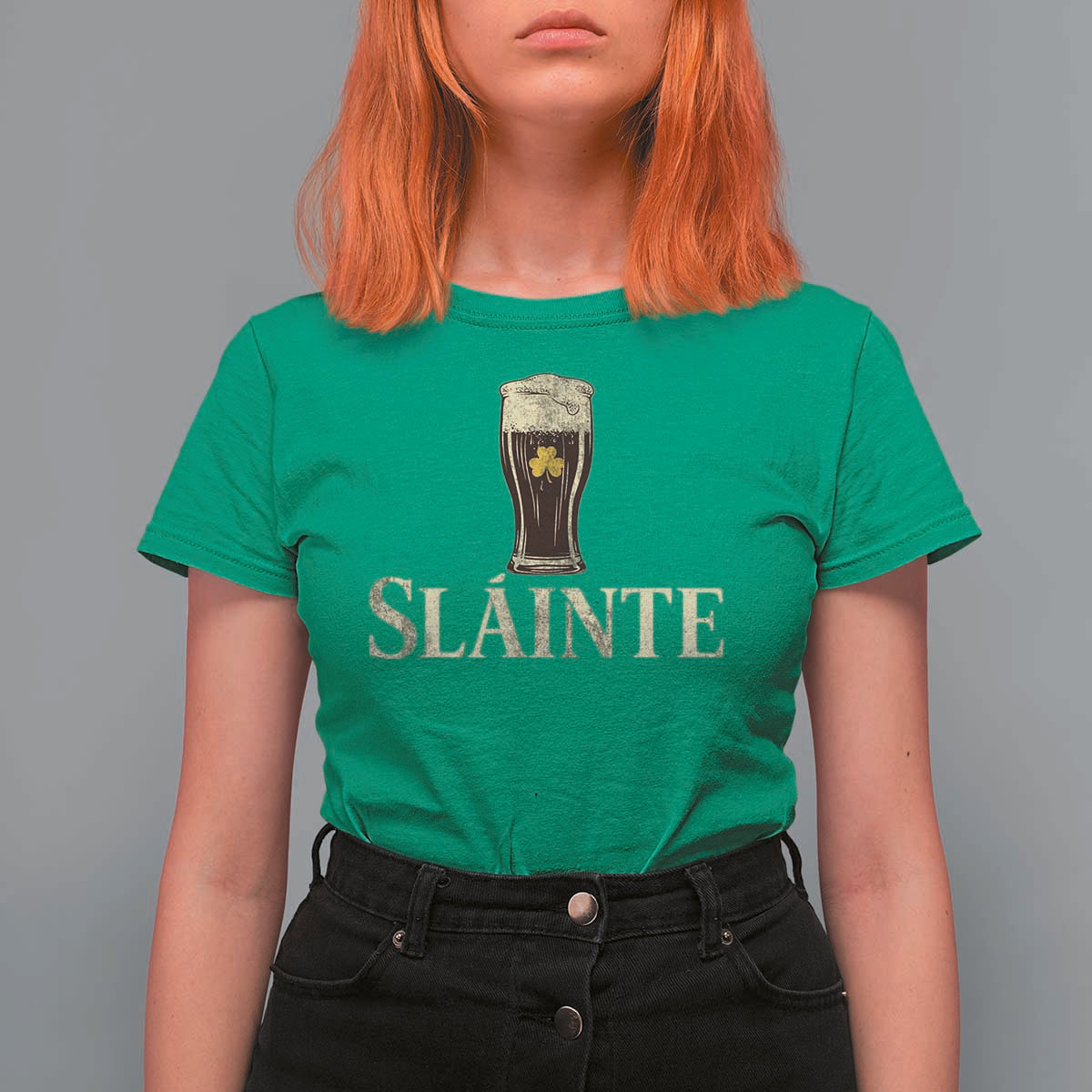 Funny Slainte Stout Beer Irish Drinking St Patricks Day T Shirt For Women