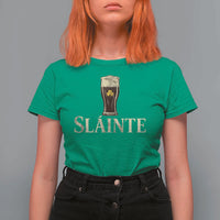 Funny Slainte Stout Beer Irish Drinking St Patricks Day T Shirt For Women