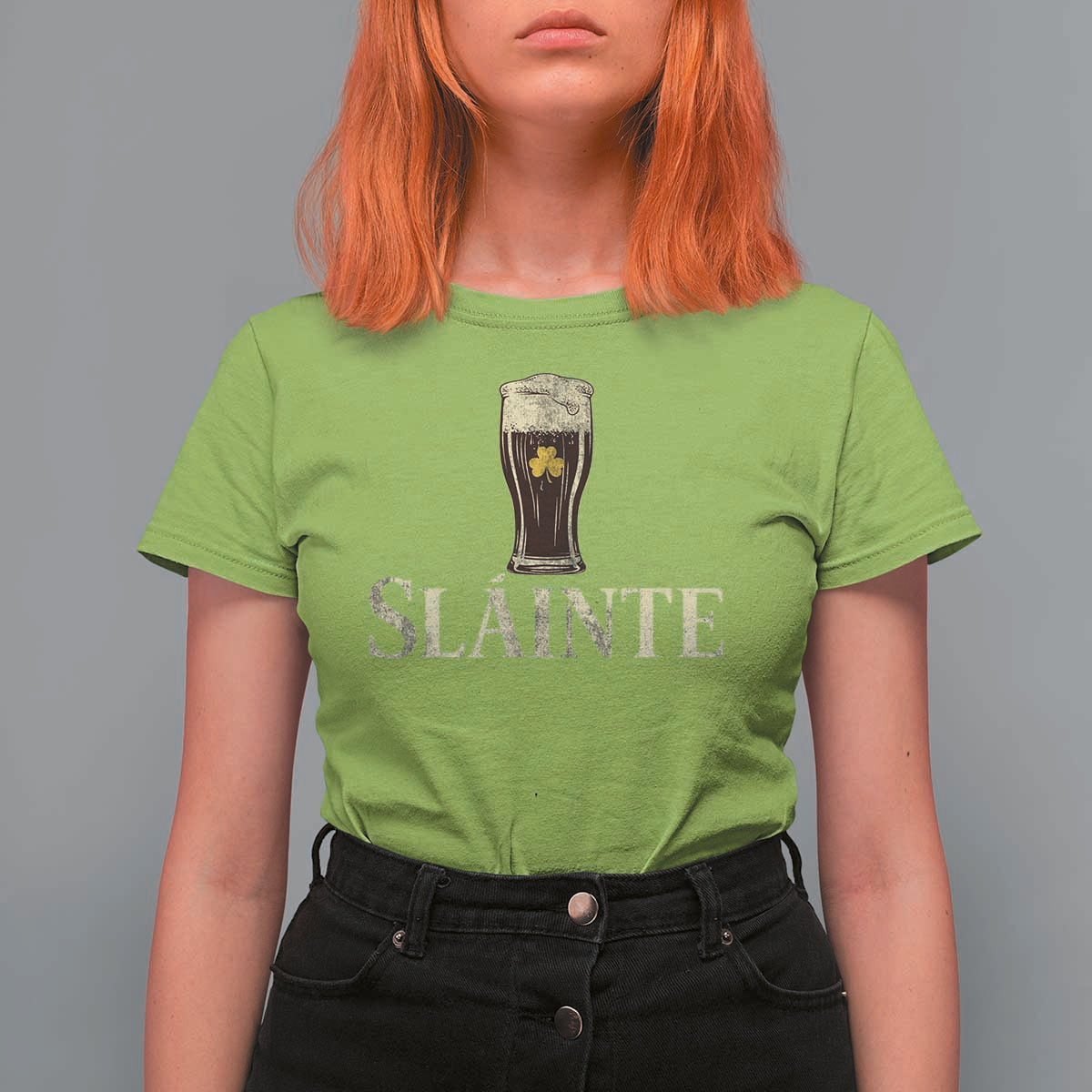 Funny Slainte Stout Beer Irish Drinking St Patricks Day T Shirt For Women