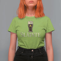 Funny Slainte Stout Beer Irish Drinking St Patricks Day T Shirt For Women