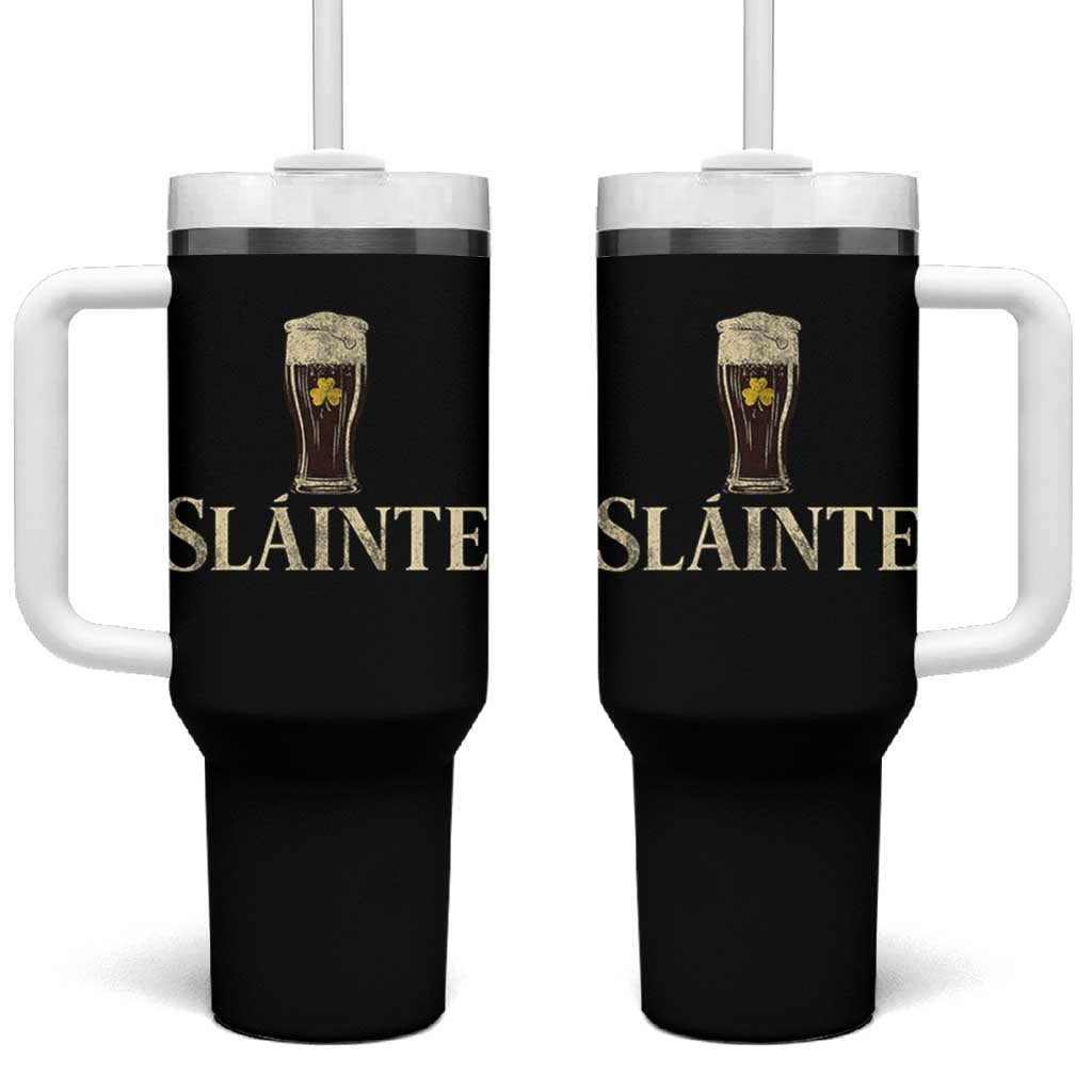 Funny Slainte Stout Beer Irish Drinking St Patricks Day Tumbler With Handle