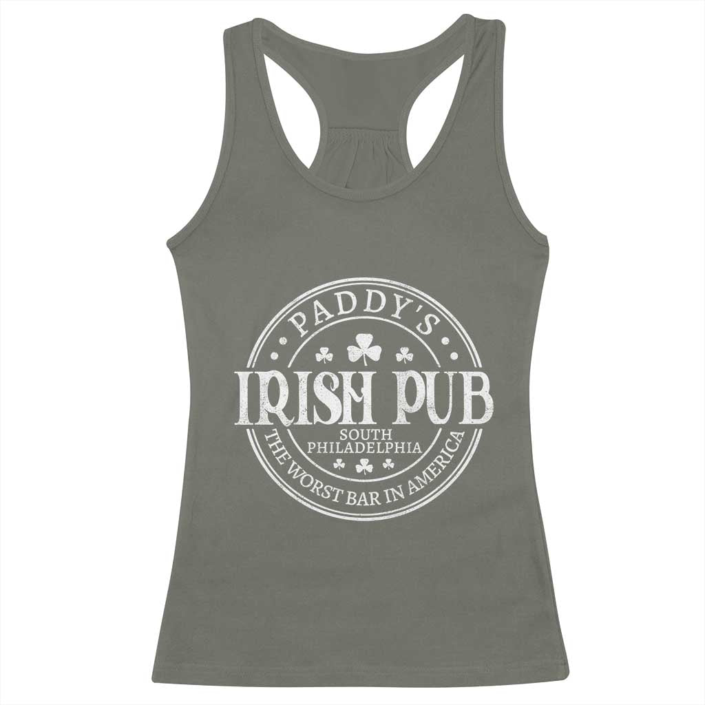 Funny Paddys Irish Pub Racerback Tank Top The Worst Bar In America St Patricks Day Beer Drinking