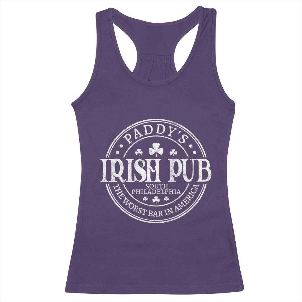 Funny Paddys Irish Pub Racerback Tank Top The Worst Bar In America St Patricks Day Beer Drinking