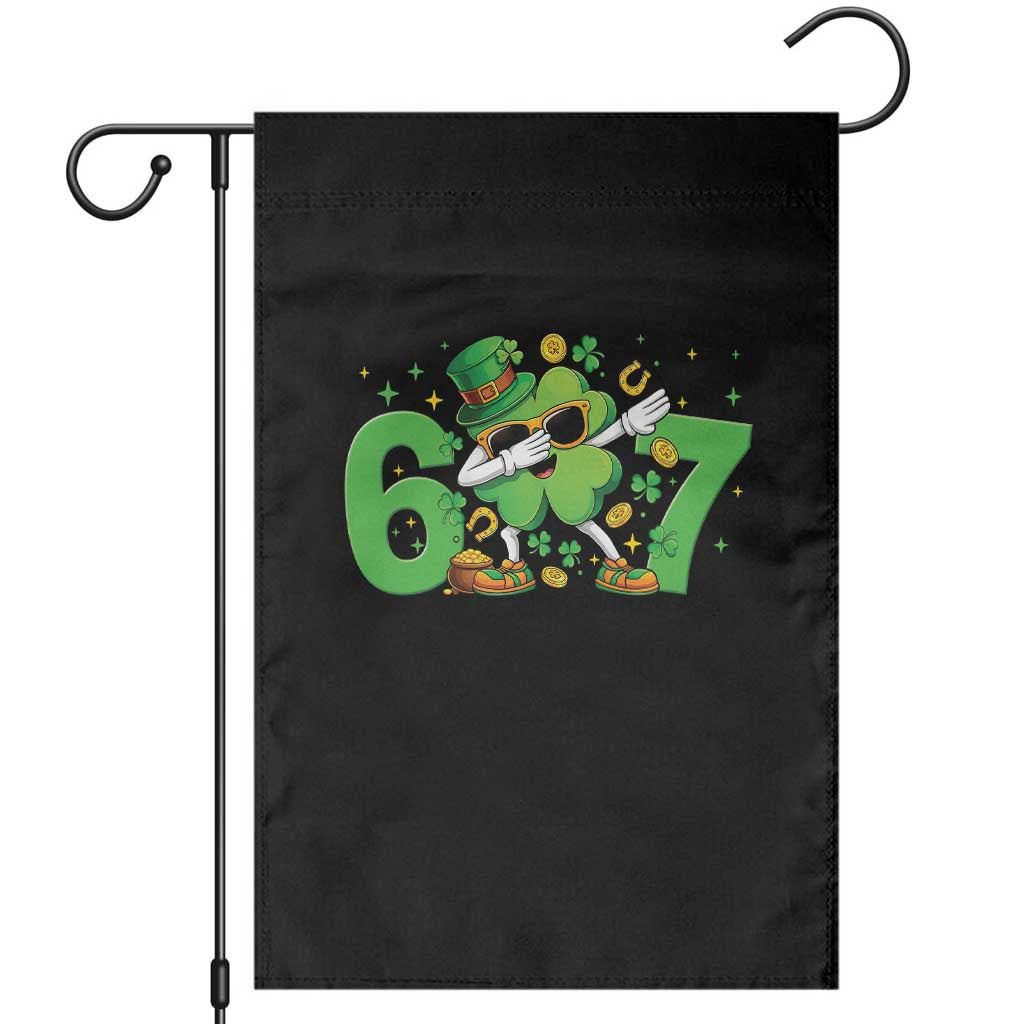 Funny Six Seven 67 St Patricks Day Dabbing Shamrock Garden Flag