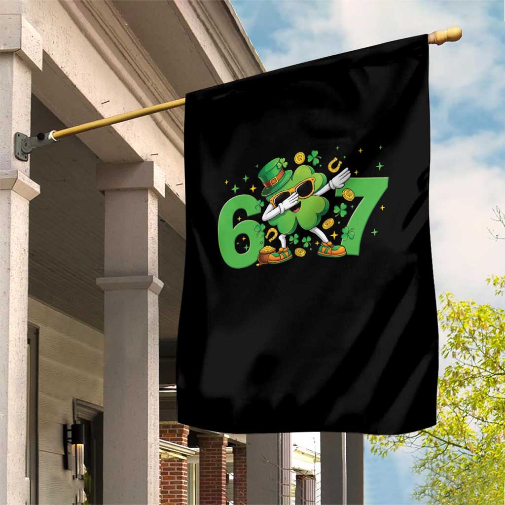 Funny Six Seven 67 St Patricks Day Dabbing Shamrock Garden Flag