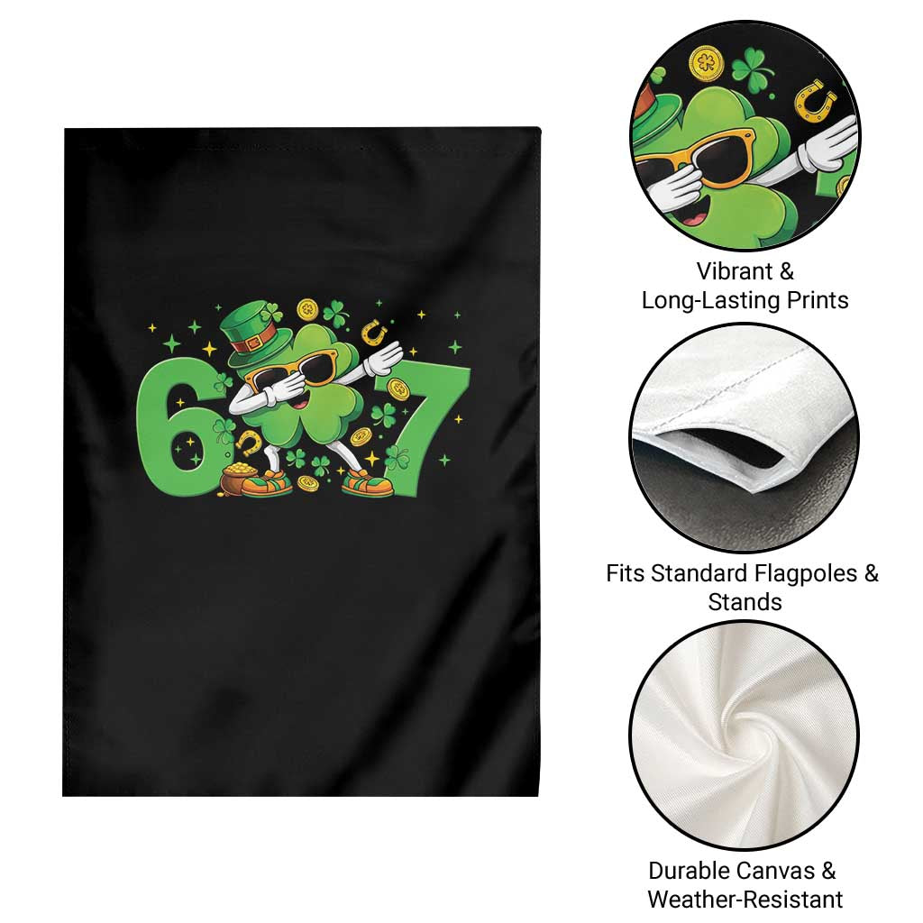 Funny Six Seven 67 St Patricks Day Dabbing Shamrock Garden Flag