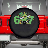 Funny Six Seven 67 St Patricks Day Dabbing Shamrock Spare Tire Cover