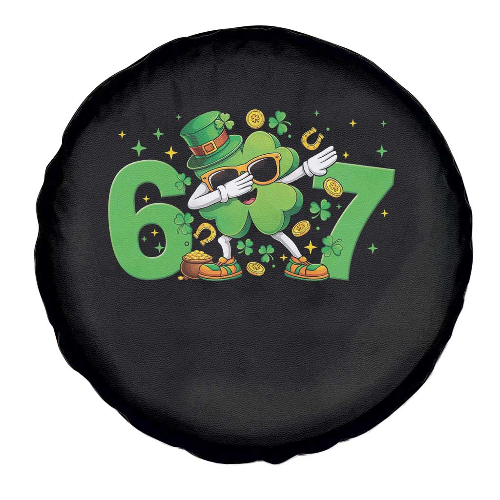 Funny Six Seven 67 St Patricks Day Dabbing Shamrock Spare Tire Cover