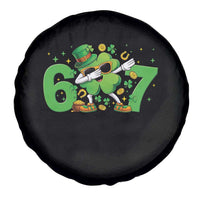 Funny Six Seven 67 St Patricks Day Dabbing Shamrock Spare Tire Cover