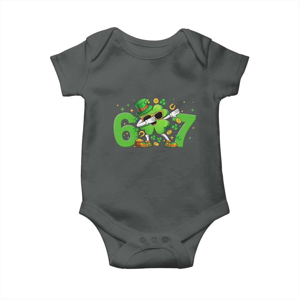 Funny Six Seven 67 St Patricks Day Dabbing Shamrock Baby Onesie