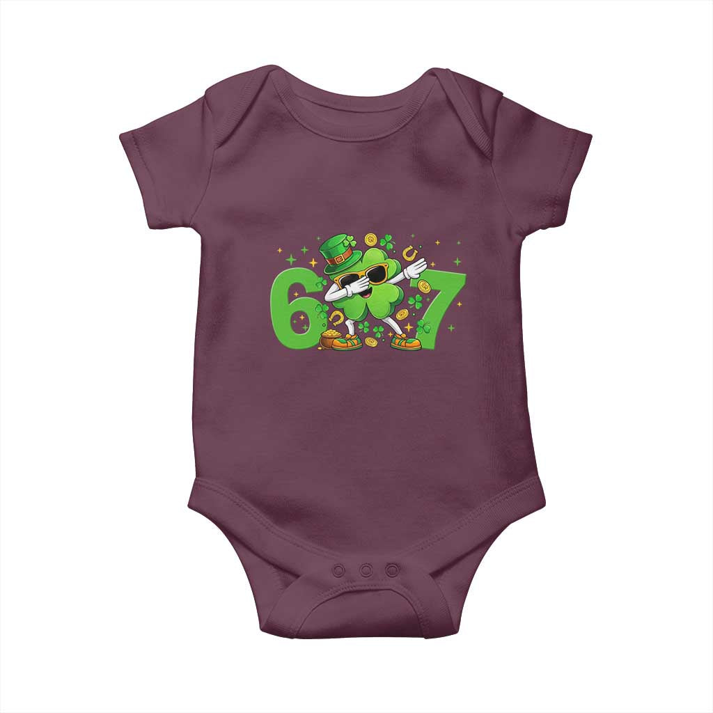 Funny Six Seven 67 St Patricks Day Dabbing Shamrock Baby Onesie