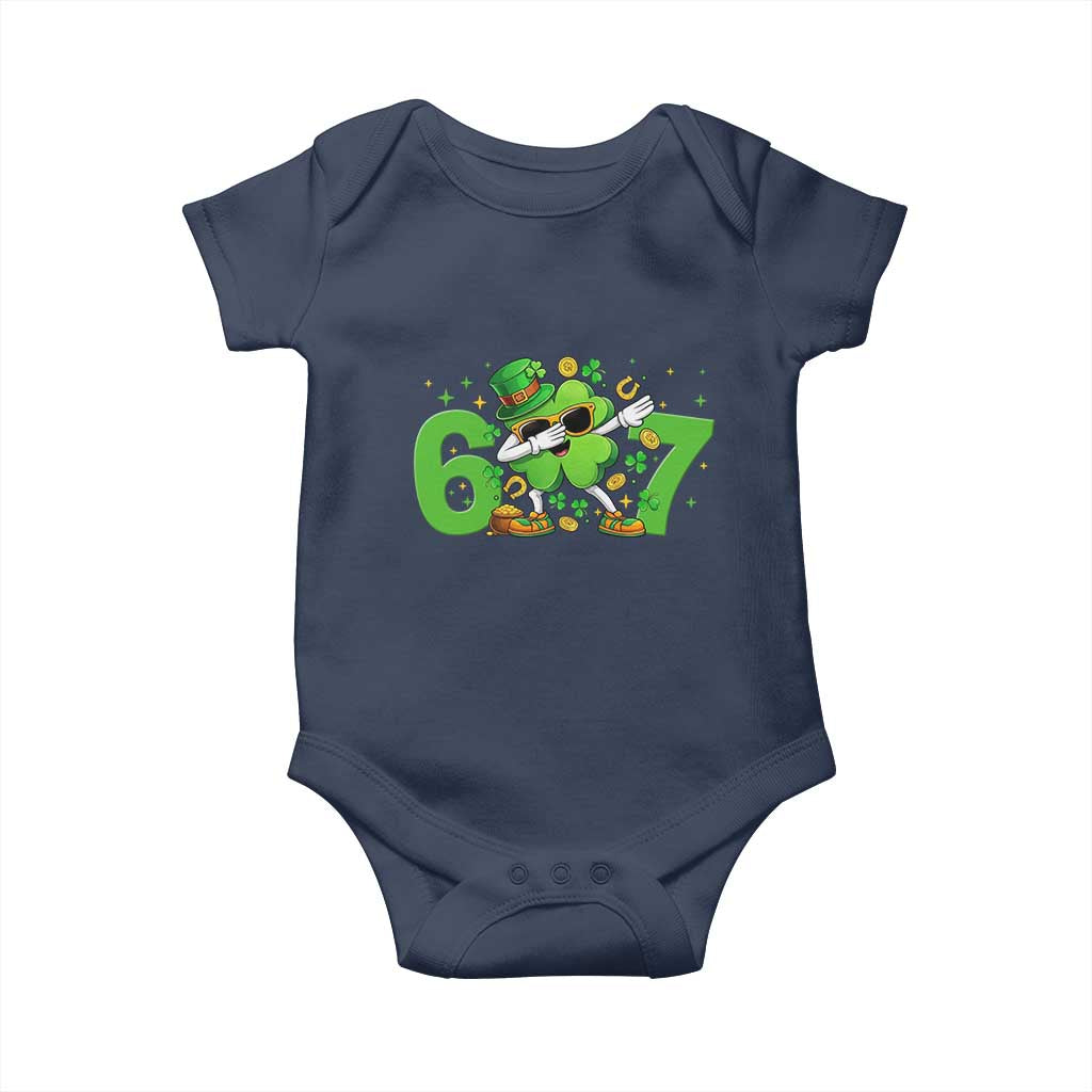 Funny Six Seven 67 St Patricks Day Dabbing Shamrock Baby Onesie