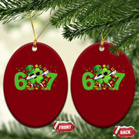 Funny Six Seven 67 St Patricks Day Dabbing Shamrock Ceramic Ornament