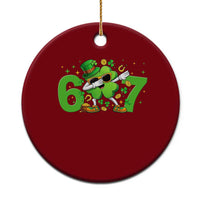Funny Six Seven 67 St Patricks Day Dabbing Shamrock Ceramic Ornament