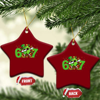 Funny Six Seven 67 St Patricks Day Dabbing Shamrock Ceramic Ornament