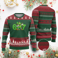 Funny Six Seven 67 St Patricks Day Dabbing Shamrock Ugly Christmas Sweater