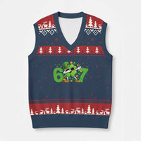 Funny Six Seven 67 St Patricks Day Dabbing Shamrock V-Neck Knit Sweater Vest