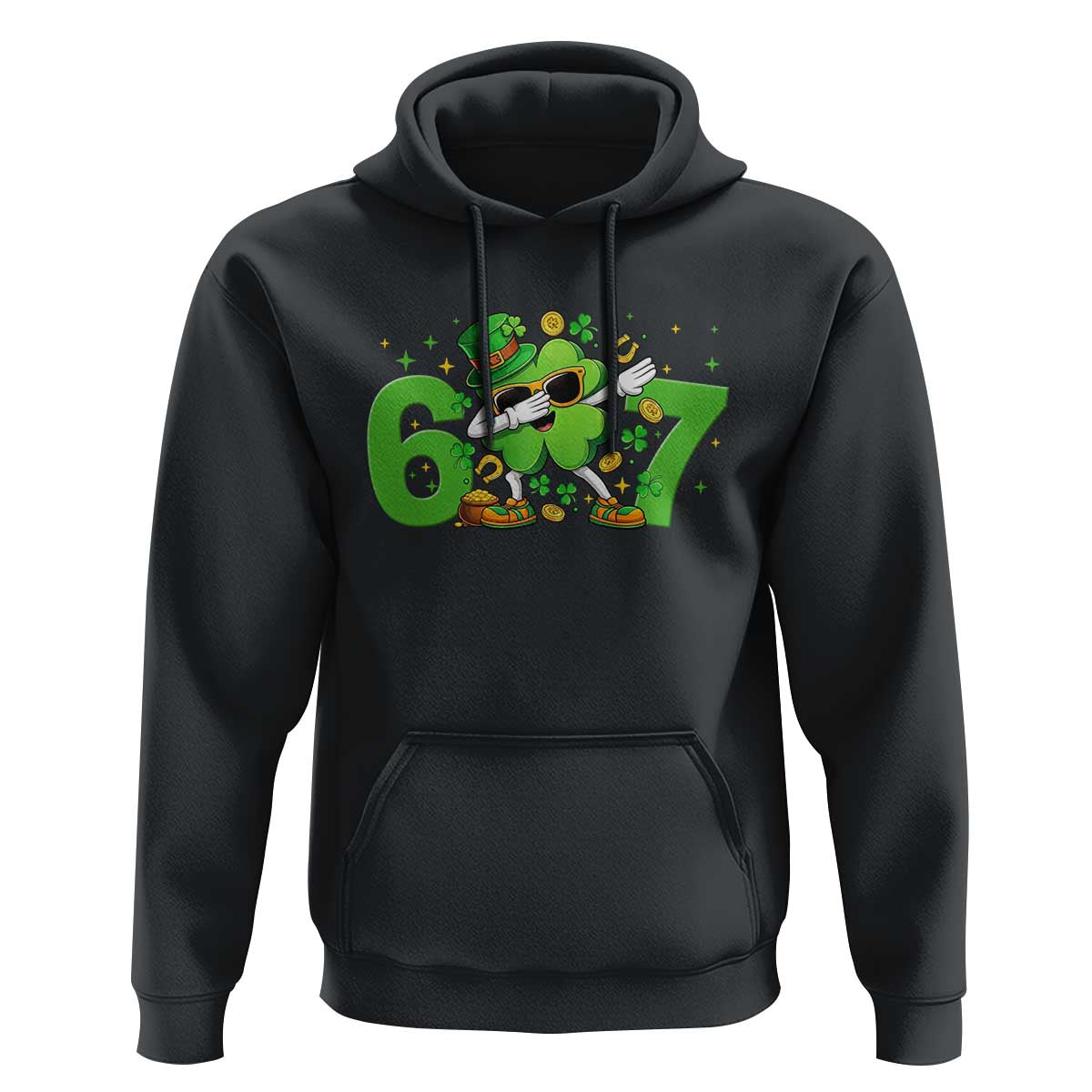 Funny Six Seven 67 St Patricks Day Dabbing Shamrock Hoodie