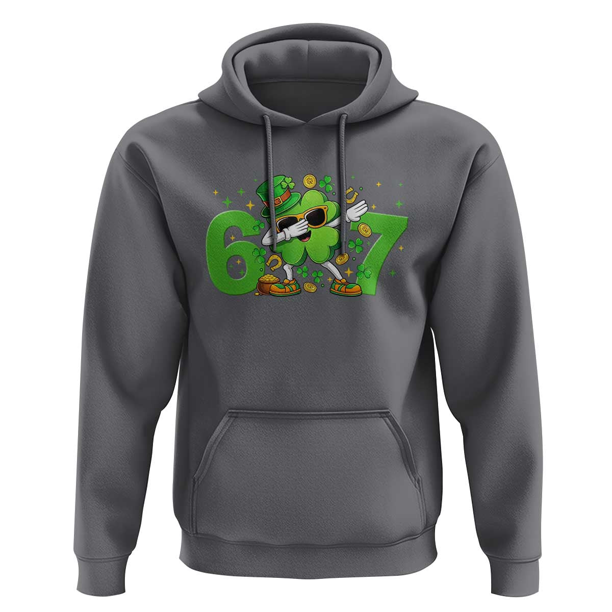 Funny Six Seven 67 St Patricks Day Dabbing Shamrock Hoodie