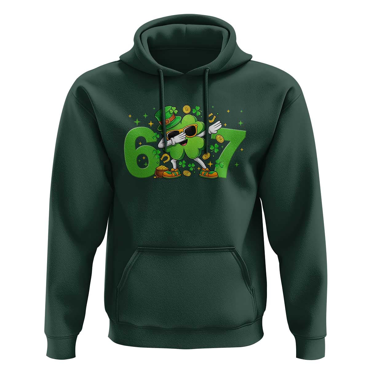 Funny Six Seven 67 St Patricks Day Dabbing Shamrock Hoodie