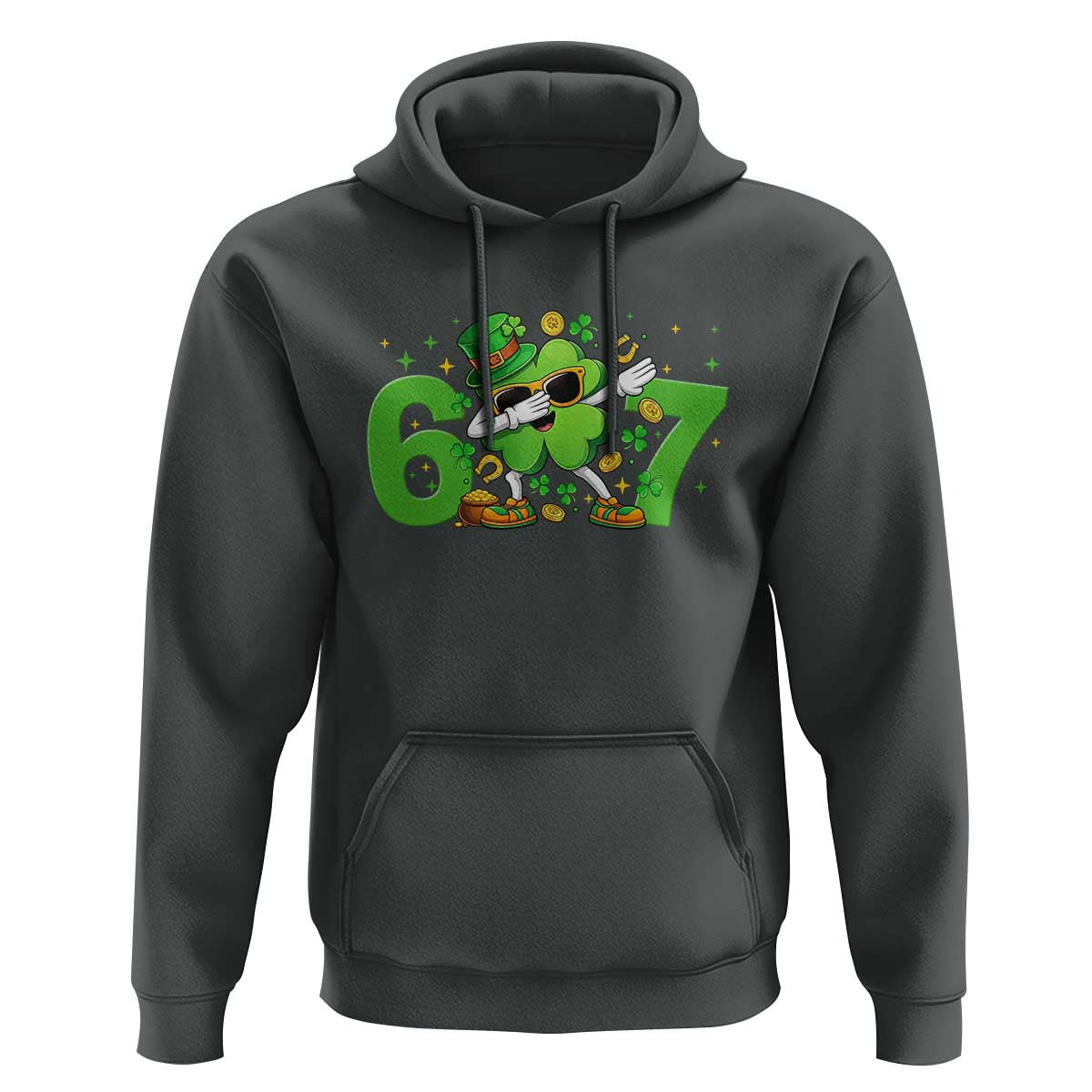 Funny Six Seven 67 St Patricks Day Dabbing Shamrock Hoodie