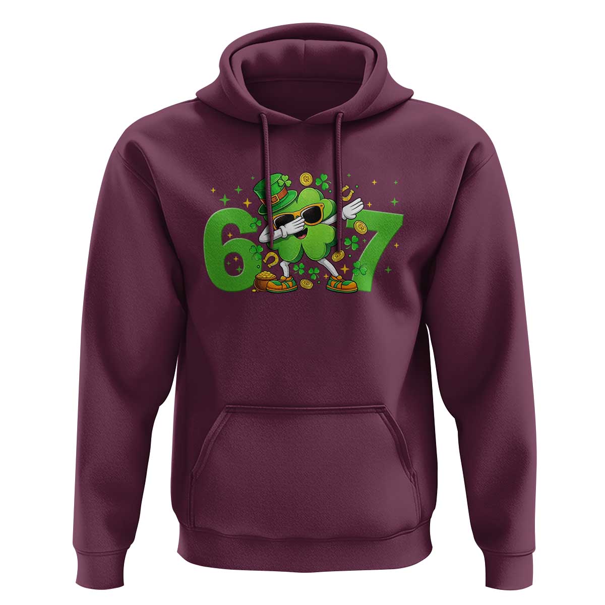 Funny Six Seven 67 St Patricks Day Dabbing Shamrock Hoodie