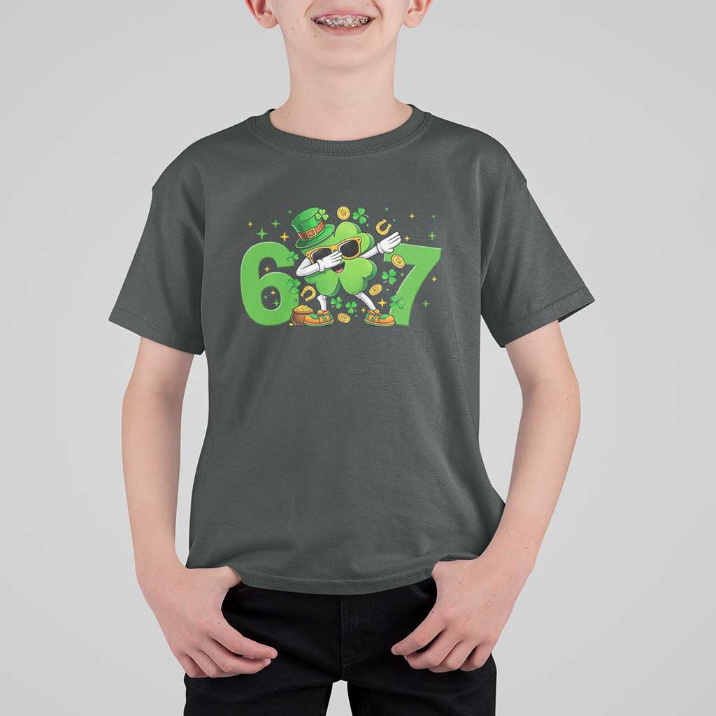 Funny Six Seven 67 St Patricks Day Dabbing Shamrock T Shirt For Kid