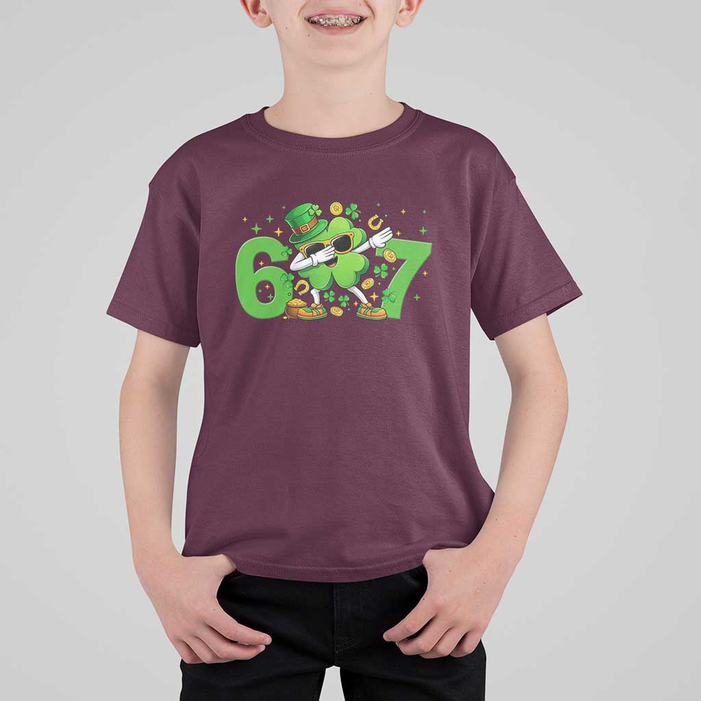 Funny Six Seven 67 St Patricks Day Dabbing Shamrock T Shirt For Kid