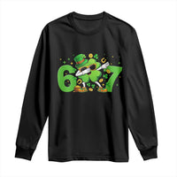 Funny Six Seven 67 St Patricks Day Dabbing Shamrock Long Sleeve Shirt