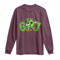 Funny Six Seven 67 St Patricks Day Dabbing Shamrock Long Sleeve Shirt