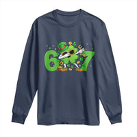 Funny Six Seven 67 St Patricks Day Dabbing Shamrock Long Sleeve Shirt