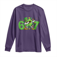 Funny Six Seven 67 St Patricks Day Dabbing Shamrock Long Sleeve Shirt