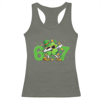 Funny Six Seven 67 St Patricks Day Dabbing Shamrock Racerback Tank Top