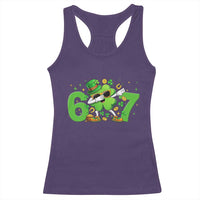 Funny Six Seven 67 St Patricks Day Dabbing Shamrock Racerback Tank Top