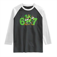 Funny Six Seven 67 St Patricks Day Dabbing Shamrock Raglan Shirt