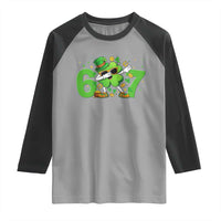 Funny Six Seven 67 St Patricks Day Dabbing Shamrock Raglan Shirt