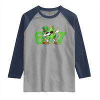 Funny Six Seven 67 St Patricks Day Dabbing Shamrock Raglan Shirt