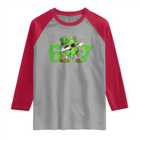 Funny Six Seven 67 St Patricks Day Dabbing Shamrock Raglan Shirt