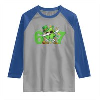 Funny Six Seven 67 St Patricks Day Dabbing Shamrock Raglan Shirt
