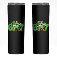 Funny Six Seven 67 St Patricks Day Dabbing Shamrock Skinny Tumbler
